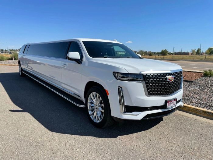 White Escalade stretch limo – Castle Rock limo service